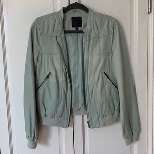 Joie Mint 100% Leather Bomber Jacket